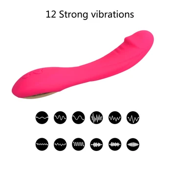 Vibratorius USB Įkrovimo Dildo Sekso Žaislai Moterims, 12 Greičiu Body Massager skatina vidinės sienos iš makšties Suaugusiųjų Žaislai