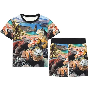Nauji Kūdikių Berniukų Rinkiniai Vasaros Drabužių marškinėliai+trumpas Kelnes gražus atspausdintas Rinkinys, Vaikams, Kombinezonas Vaikų Mados drabužių berniukas drabužiai