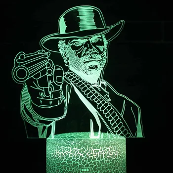 Išmaniųjų Telefonų Kontroliuoti Žaidimą Red Dead Revolver 3D Naktį Lempos RGB LED Žibintai, Stalo Lempa Vaikams Dovanas 7 Spalvų Miegamojo Puošmena