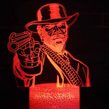 Išmaniųjų Telefonų Kontroliuoti Žaidimą Red Dead Revolver 3D Naktį Lempos RGB LED Žibintai, Stalo Lempa Vaikams Dovanas 7 Spalvų Miegamojo Puošmena