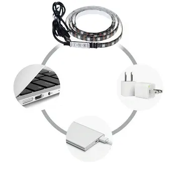 USB Vandeniui LED Juostos Lempos DC5V 3-Raktas Nuotolinio Contorl Lankstus Šviesos Lempos 5050RGB Stalo Dekoro TV Ekrano Foninis Apšvietimas