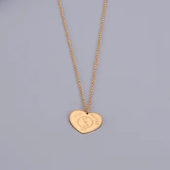 Amaiyllis 18K Aukso Minimalistinio Persikas Širdies Clavicle Širdies Karoliai Pakabukas Raidžių Ledinis Aukso Širdies Karoliai Moterų Jewellry