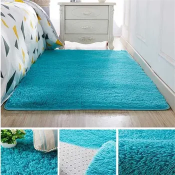 Sutirštės plauti šilko plaukų neslidus kilimų kambarį kavos staliukas, antklodė, Miegamojo lovos kilimėlis jogos kilimėlių vientisų spalvų pliušinis