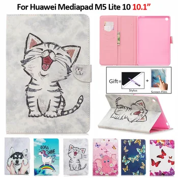 Cute Kačių Vienaragis, Šuniukas Planšetinio kompiuterio Dangtelis Etui Huawei Mediapad M5 Lite Atveju 10.1