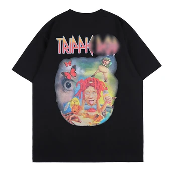 NAGRI Vyrų T-shirt TRIPPIE Hip-Hop Streetwear T Shirt Grafikos Spausdinimo trumpomis Rankovėmis Viršūnes Tees Atsitiktinis Mados Medvilnės marškinėliai