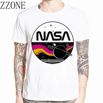 2020 m. Derliaus Space Shuttle Agentūra Juokingi Marškinėliai Vyrams Naujas Baltos spalvos Atsitiktinis Homme Retro Visatos Tyrinėjimo Marškinėlius Kietas Geek T-shirt