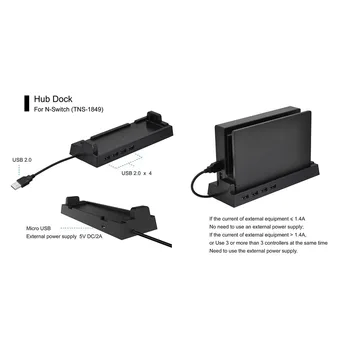 OSTENT 4 USB Port Hub Išorės Splitter Plėtra Adapteris Stovas Nintendo Jungiklis