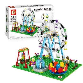 447pcs SenBao Ferris skriemulių Blokai Palyland Pramogų Parkas, velnio Ratas Modelis Plytų Vaikams mokomieji Žaislai