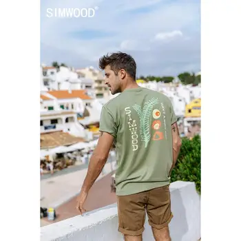 SIMWOOD 2020 metų vasaros naujos Meninės print t-shirt vyrams medvilnės kvėpuojantis viršūnes atitikimo pora marškinėliai plius dydis SJ120049