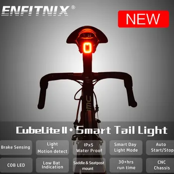 Enfitnix cubelite 2 Dviračių užpakalinis žibintas protingas indukcijos dviračio žibintuvėlis dviračio galinis naktį jojimo vandeniui LED sėdynės uodegos