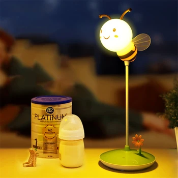 Palieskite Animacinių filmų Bičių Naktį Žibintai USB Įkrovimo Naktį Lempos Kūrybos Tamsos Lempa už Naktiniai vaiko Kambario, Kūdikių Dovanų
