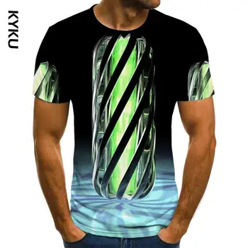 Trumpas rankovės marškinėliai vyrams 3d efektas marškinėliai, juokinga, trišakiai, gotikos Anim marškinėliai