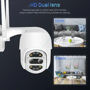 Dual-Objektyvas 1080P PTZ IP Kamera, Wifi Lauko Speed Dome Kamera Auto Stebėjimo VAIZDO Home Security IP Kamera 2MP, Audio Baby Monitor