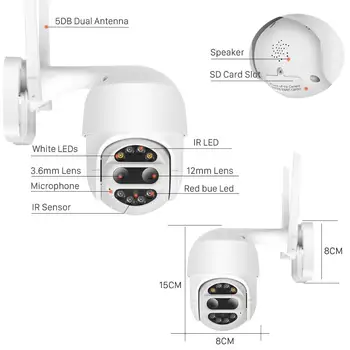 Dual-Objektyvas 1080P PTZ IP Kamera, Wifi Lauko Speed Dome Kamera Auto Stebėjimo VAIZDO Home Security IP Kamera 2MP, Audio Baby Monitor