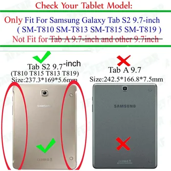 Naujas SM-T810 T815 Ultra Magnetinio Smart Flip Case Cover for Samsung Galaxy Tab S2 9.7 SM-T813 T819 Planšetinį kompiuterį su Stovu Auto Miego Aw