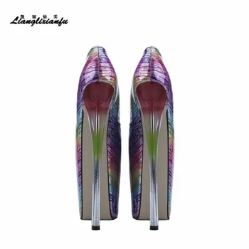 LLXF Crossdresser batai zapatos mujer Fetišas Stiletto 22cm ploni kulniukai platforma Sagtis moterų vestuvių Siurbliai Vasaros Vestuvių Sandalai
