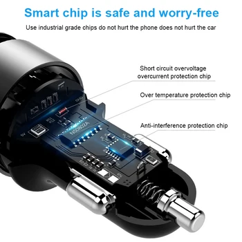 3.6 Dvigubas USB Automobilinis Įkroviklis Adapteris Mobilaus Telefono Įtampos Įkrovimo 