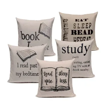 Arbata virdulys knygos dizainas pagalvėlė padengti lino-medvilnės pagalvėlė padengti automobilio sofa-lova pagalvėlės, pagalvės dangtelis