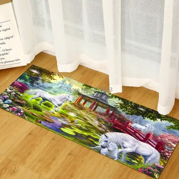 Vienaragis Modelis Virtuvės Kilimų Namo Įėjimo Słomianka Miegamojo, Prieškambario Grindų Kilimėlis 3D Žemėlapio Vonios Duris, neslidžia Absorbentas Ilgas Kilimas