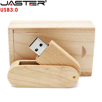 JASTER USB 3.0 nemokamai logotipą pasukti Medinė usb+box USB Flash Drive 4GB 16G 32GB 64GB Memory stick fotografija, vestuvių dovana