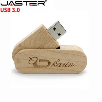 JASTER USB 3.0 nemokamai logotipą pasukti Medinė usb+box USB Flash Drive 4GB 16G 32GB 64GB Memory stick fotografija, vestuvių dovana