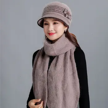 2019 Naujas Moterų Prekės ženklo Žiemos Skrybėlę, Šaliką Nustato Šilumos Triušio Kailiniai Skrybėlės Lauko Storas Vilnos Megztos Kepurės Kepurės Baggy galvos Apdangalai Bžūp