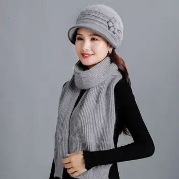2019 Naujas Moterų Prekės ženklo Žiemos Skrybėlę, Šaliką Nustato Šilumos Triušio Kailiniai Skrybėlės Lauko Storas Vilnos Megztos Kepurės Kepurės Baggy galvos Apdangalai Bžūp