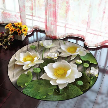 3D Kūrybos Gėlių Spausdinimo Raundo Kilimai durų kilimėlis Miegamojo Kambarį Arbata, Stalo Patiesalai, Virtuvė, Vonios kambarys neleidžiančioms slysti Kilimėliai