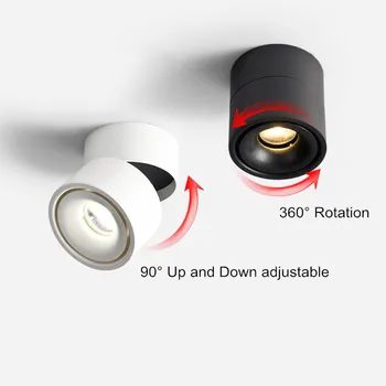 85-265Vac 7W/10W/12W/15W LED paviršiaus sumontuoti lubų lempa ,Sulankstomas ir 360 laipsnių pasukti pritemdomi fone vietoje šviesos