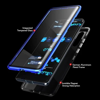 Dvipusis Magnetinio Absorbcijos Metalo Case For Samsung Galaxy A80 A90 360 Apsauginį Dangtelį, Apversti Atgal Galaxy A90 5G dangtis