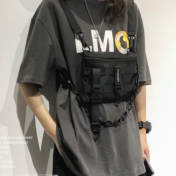 Streetwear Maišelį Funkcinės Taktinis Krūtinės Krepšys Vyrų Mados Krūtinės Įrenginys Krepšiai Hip-Hop Moterų Juosmens Pack Nailono Telefoną kišenėje Naujas