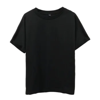 Moterų Black T-shirt O-kaklo trumpomis Rankovėmis Paprasta Prarasti Medvilnės Tees 2020 Naujas Vasaros
