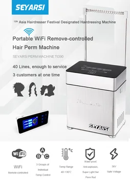 Permės Meistras Portable Wifi Pašalinti valdomas skaitmeninis plaukų perm mašina, plaukų garbanojimo priemonę su 40 linijos tikslią temperatūros TG90