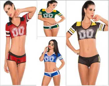 4 spalvų Fantazijos Futbolo Kostiumas futbolo kūdikių futbolo mergina seksualus, trumpas sijonas berniukas šortai, V-kaklo cheerleaders komanda nustato sporto