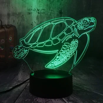 Vandenyno Gyvūnų Plaukimo Vėžlio Chelonia mydas Jūros Vėžlių 3D LED Nakties Šviesos Stalo Lempos Šalies Namų Dekoro Vaikas Žaislas Kalėdų Žibintas