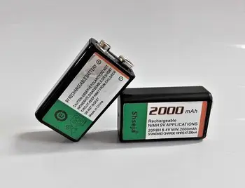 NAUJI 2VNT 2000mAh 9V daugkartinio įkrovimo baterija 9 v Ni-MH baterija + 9V 6F22 Baterija, 