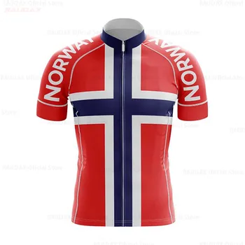 Norvegija Vyrų Dviračių Džersis Viršūnes Vasaros Dviračių Lenktynių Drabužių Ropa Ciclismo Trumpas Rankovės Mtb Dviračių Džersis Marškinėliai Maillot Ciclismo