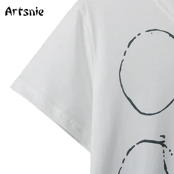 Artsnie disney mickey mouse animacinių filmų marškinėliai moterims vasarą, o kaklo trumpomis rankovėmis viršūnes femme streetwear balti laisvalaikio marškinėliai mujer