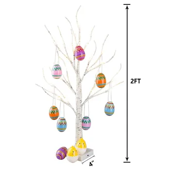 60cm Velykų Kiaušinių Medį, Šviesos diodų (LED) beržo Medžio lempos kabo dekoro Velykų kiaušinių dirbtinis medis darbalaukio lempos Velykų Šalies Stalo dekoras