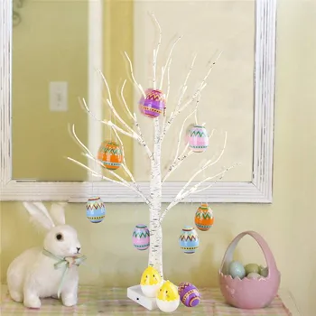 60cm Velykų Kiaušinių Medį, Šviesos diodų (LED) beržo Medžio lempos kabo dekoro Velykų kiaušinių dirbtinis medis darbalaukio lempos Velykų Šalies Stalo dekoras