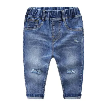 Visas ilgis kūdikis, mergaitė berniukų pavasario medvilnės džinsus 1-5T vaikai džinsinio audinio kelnės bamblys lankstus mielas blue jeans kaubojus mados kelnių