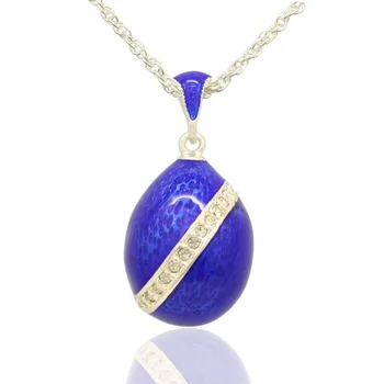 Tinka Europos prabangos prekės karoliai mėlyna emalį klasikinis Faberge kiaušinis pakabukas karoliai, Velykų dovana