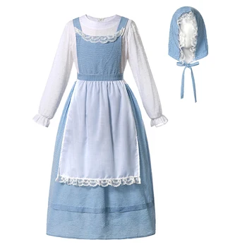 Amerikos Pioneer Mergaitės Kostiumas Mažas Vidutinis Didelis Vaikų Kalifornijos Kostiumas Seno Colonial Village Paauglys Princesė Suknelė