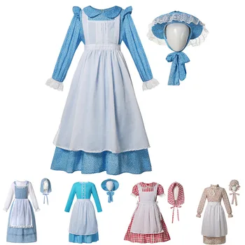 Amerikos Pioneer Mergaitės Kostiumas Mažas Vidutinis Didelis Vaikų Kalifornijos Kostiumas Seno Colonial Village Paauglys Princesė Suknelė