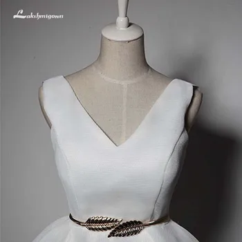 Lakshmigown Pigūs Trumpas Paplūdimys Vestuvių Suknelės 2020 Backless Moterų Oficialų Nuotakos Šalis Chalatai Balta Suknelė Su Varčias