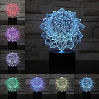 Graži Rožė, 3D Gėlių Lempos Akrilo Plokštės Touch Remote USB Luminaria 7 Spalvų Keitimas Naktį Šviesos Mergaičių Kūdikio Gimtadienio dovana