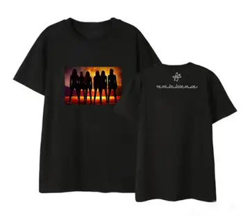 Everglow naują albumą pačios foto/logotipas spausdinti, o neck t shirt vasarą kpop trumpomis rankovėmis unisex mados t-shirt 3 spalvų