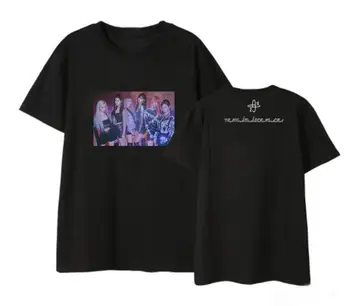 Everglow naują albumą pačios foto/logotipas spausdinti, o neck t shirt vasarą kpop trumpomis rankovėmis unisex mados t-shirt 3 spalvų