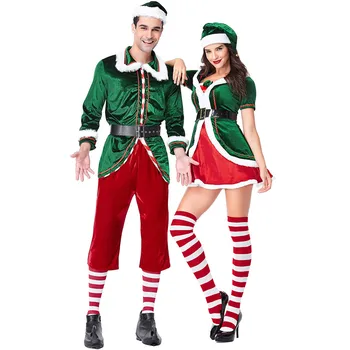 Umorden Suaugusiųjų Elf Kostiumas Moterims, Vyrams Kalėdų Santa Pagalbininkas Cosplay Kostiumai Išgalvotas Suknelė