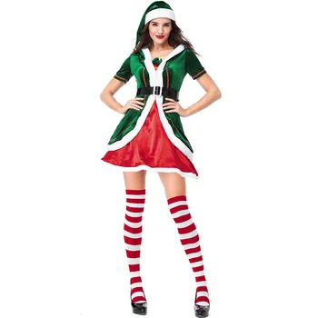 Umorden Suaugusiųjų Elf Kostiumas Moterims, Vyrams Kalėdų Santa Pagalbininkas Cosplay Kostiumai Išgalvotas Suknelė